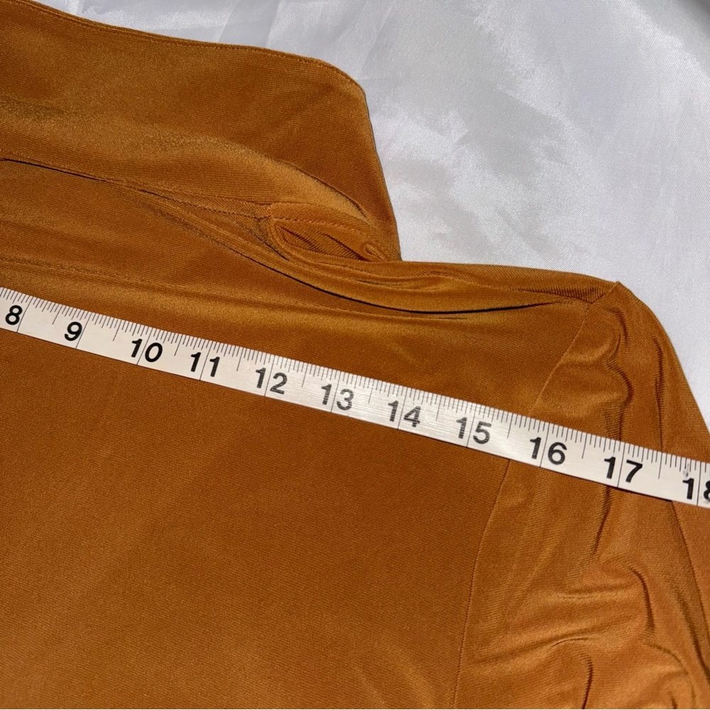 Collared V-Neck Wrap Dress 3/4 Sleeve Mustard Camel Brown Fall/Autumn‎ Ladies - Picture 14 of 16